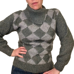 PIERRE CAVALLO Vintage Mohair Blend Diamond Pattern Sweater, S/M